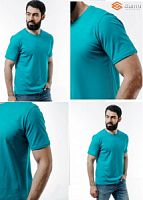 55101 зеленый однотонный(фламли) футболка мужская